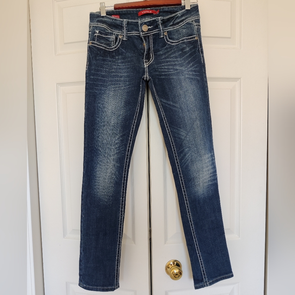 Vigold Low Rise Rhinestone Skinny Jeans - Picture 3 of 9
